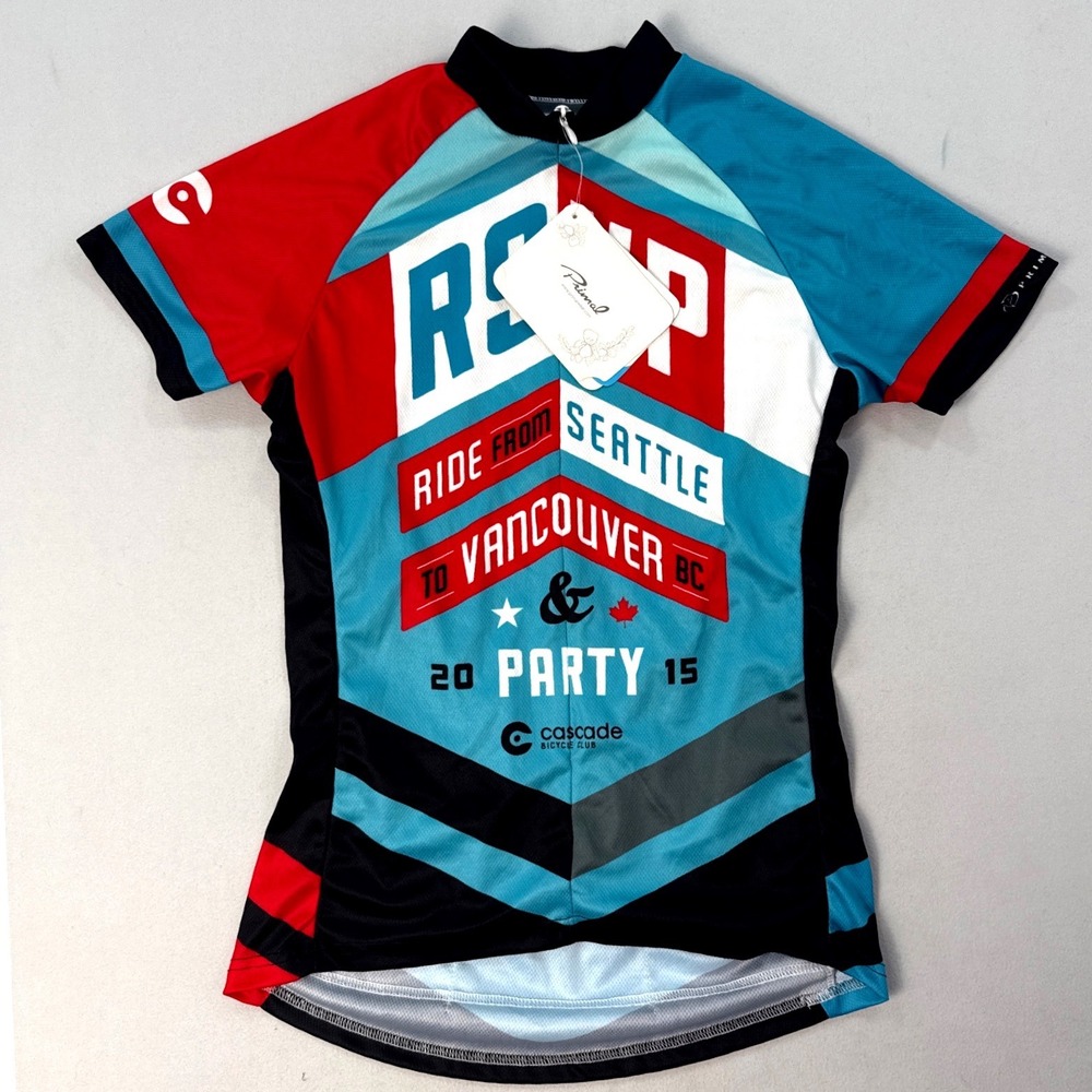 Primal Womens RSVP 2015 Seattle to Vancouver Cycling Jersey Medium NWT Teal